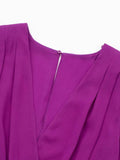 Solid Wrapped Satin Women Midi Dress Sexy Deep V Neck Loose Long Sleeve Maxi Dresses 2023 Female Evening Party Vestidos-Outfit