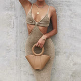 hirigin Sexy irregular bandage party dress Sleeveless backless spring summer maxi club dress Women dinner fashion dress