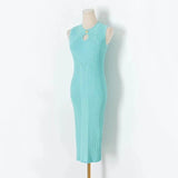 New Vintage High-Grade Ice-Sensitive Silk Sleeveless Slim And Medium-Length Knitted Dress With Bottomed Underwear-Outfit