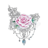 Temporary Tattoo Stickers Sexy Rose Heart-shaped Wreath Fake Tatto Waterproof Tatoo Back Leg Arm Belly Big Size for Women
