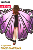 Cappa Women Butterfly Wings Costumes Pashmina Shawl Scarf Nymph Pixie Poncho Costume Accessory Peacock Wings Shawl-Outfit