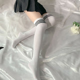 Tiffindy College Style Stockings Three Over Knee High Socks Socks Black And White Striped Sex Student