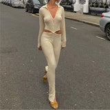 Overalls Jumpsuits Women Skinny Knitted Casual Sexy Ladies Long Sleeve Jumpsuit 2023 Autumn Winter Club Playsuit Body Top 1028-1-Outfit