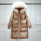 Waterproof Winter Women's Long Puffer Jacket 2022 Big Real Raccoon Fur Hooded Duck Down Coat Female Rain Feather