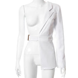 hirigin Asymmetric Coat Solid Suit Jacket One Shoulder Sexy Club OL Office Outwear Elegant Outfit Fitness Long Sleeve
