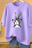 100% Cotton L-5XL Plus Size T Shirt Bunny Print O Neck Tshirt Short Sleeve Women Top Basic Summer Couple Solid T Shirts-Outfit