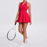 Woherb Sports Dress With Breast Pads For Breathable Outdoor Golf Back Yoga Tennis Dress-Outfit