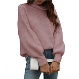 Solid-Color Knitted Shirt Women's High-Collar Women's New High-Collar Sweater In Autumn And Winter