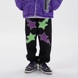 Street Stars Letter Embroidery Denim Pants Mens and Womens Washed Retro Straight Jeans Hip Hop Casual