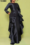 Bodycon Long Sleeve Maxi Dress African Dresses for Women 2023 African Clothes Dashiki Ruffles Gown Robe Africaine Femme-Outfit