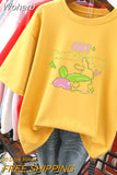 100 Cotton L-5XL Plus Size T Shirt Cartoon Print Tshirt Short Sleeve Women's Top Summer Kawaii Couple O Neck T Shirts-Outfit