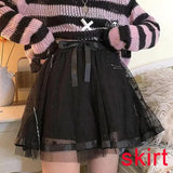 Pink Striped Gothic Sweaters Women Ripped Holes Loose Knitted Pullover Frayed Fairy Grunge Jumpers Emo Streetwear