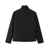 Winter Women's Fashion With Pure Color Single Buckle Collar Loose Wool