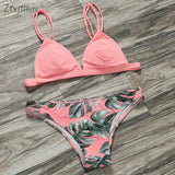 2018 Sexy Swimwear Women Bikini Set Print Leaves Push-Up Padded Swimsuit Low Waist Bathing Beachwear Biquini