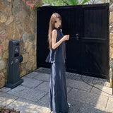 Super Fire Summer Dress A Complete Set Of Korean Senior Sense Age-Reduction Sports Leisure Sleeveless Top Leg Pants Two