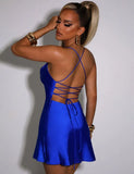 Lace-Up Back Strap Short Party