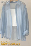 Chiffon Women Thin Shirts Summer Perspective Button Up Solid Blouse Korean Fashion Long Sleeve Shirts Lady Tops 2023 New-Outfit