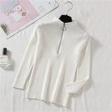 Zipper Women Sweater Autumn Pullover Knitted Jumper Long Sleeve Fashion Elegant Korean Chic Winter Female Blouse New