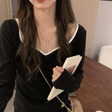 Women Slim Retro Tender Female Light Soft Popular Street Ulzzang Student Daily Long Sleeve All-match Autumn Inside Chic-Outfit