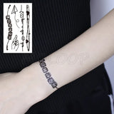Water Transfer Tattoo Sexy Black Letter Lifeline Tattoo Body Art Waterproof Temporary Fake Flash Tattoo for Man Woman