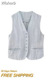 2023 Women Summer Linen 2-Pieces Sets Casual Solid Vests Coats and Flare Pants Female Elegant Street Two Suits Clothing-Outfit