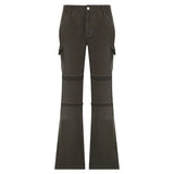 streetwear y2k multi-pocket cargo pants women jeans bf high waisted jeans loose grey casual trousers mom jeans for