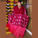 Hijab African National Sequins Party Dress Women Casual Sexy Lady Tassel Maxi Dress Ramadan Vintage Abayas Elegant Dress-Outfit