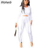 Elegant Women's Set Long Sleeve T-shirt and Tassel Pants Suit Autumn Winter Active Tracksuit Two 2 Piece Set Outfits-Outfit