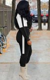Winter Contrast Color Crop Top and Pants 2 Piece