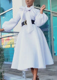 Formal Puff Sleeves Tied Cocktail Party