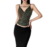 Woherb Summer New Women's Street Fashion Sexy Sling Crop Print Small Vest Woman-Outfit