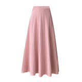 Thick Knitted Skirt For Women In Winter Thick, Medium And Long Style, High Waist, Light Ripe A-Shaped Skirt, Wool Pleated Skirt, Long Skirt.-Outfit
