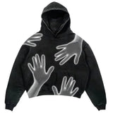 Woherb street ins high street trend print hooded sweater men and women new Harajuku punk loose casual couple coat long sleeves 1127-1-Outfit