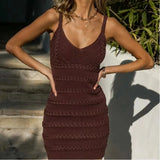 Summer New Niche Knitted Sling Skirt Sexy Temperament Bag Hip Dress Dress Dress