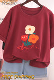 100% Cotton L-5XL T Shirt Plus Size Tshirt Short Sleeve Women Top Summer Cartoon Print Couple O Neck Oversized T Shirts-Outfit