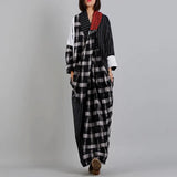 Asymmetrical Dress Woman Spring Sundress ZANZEA Casual Long Sleeve Plaid Vestidos Female V-Neck Patchwork Retro