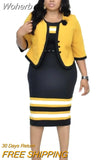Dresses for Women 2 Piece Set Dashiki Stripe Pint Mom Coat Dress African Clothes Bazin Rich Fashion Robe Africaine Femme-Outfit
