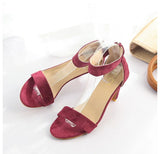 Thin High Heels Pumps Fashion Open Toe Suede Ankle Strap Sandals Wedding Dress Back Zip Red Leopard Summer Shoes