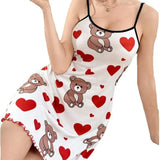 Hot New Pajamas Set Women's Milk Silk Pajamas Sling Skirt Cute Print