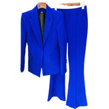 Star Professional Fashion Fashion A Buckle Button Long Suit + Horn Pants Set Two
