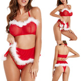 Sexy Lingerie Outfit Red See-Through Off Shoulder Sling Bra Exotic Set Sex Play Waistband Intimate Suit for