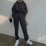 Piece Set Casual Fleece Tracksuit Women Winter 2021 Women's Sets Oversized Hooded Long Sleeve Hoodie Sport Pants Lady