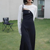 Sets Women Elegant White Irregular Crop Tops Sunproof Summer Korean Style Sexy Spaghetti Strap Holiday A-line Backless