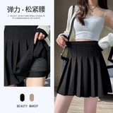 Skirt Women Spring And Autumn Wick Velvet Skirt Brown Large Size Fat Mm High-Waist College Windy Skirt