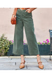 casual corduroy women long pants autumn winter Office button wide-legged trousers Fashion mid waist ladies bottom 928-1-Outfit