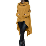 Irregular Hem Hoodies Causal Plus Size Sweatshirt Cloak Fashion Drawstring Pocket Oversize Female Hooded