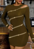 Romantic O-Neck Long Sleeve Beading Mini Club