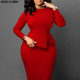Spring Midi Dress African Dress for Women Sexy Daily Elegant Long Bodycon Dresses Fashion Ruffle Robe Femme African Clothes-Outfit