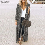 Women's Leopard Kimono Cape Blouses 2022 ZANZEA Printed Cardigans Sexy Open Stitch Tops Female Cover Up