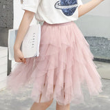 8 Color Girl Sweet Mesh Short Tulle Skirt Elastic Waist Fairy Tutu Ball Gown Mini Skirt For Spring Summer QT2179-Outfit